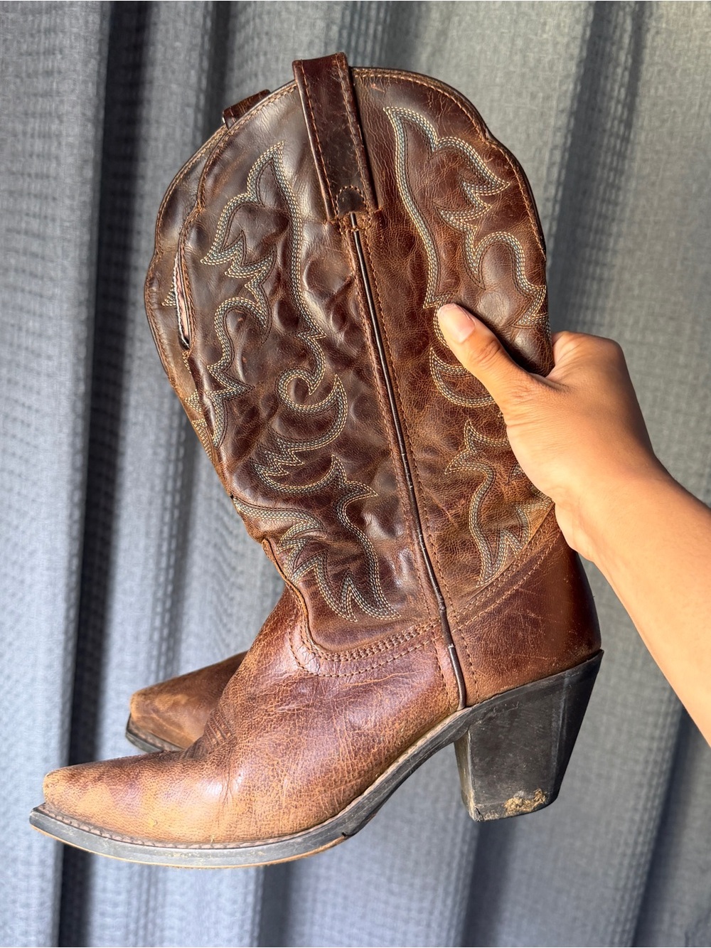 Brown Leather Laredo Western Cowboy Boots